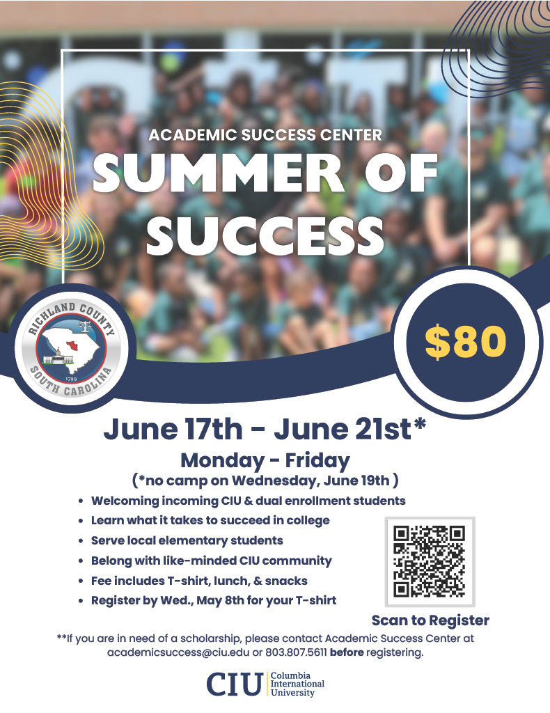 Summer of Success 2024 flyer - text listed below image